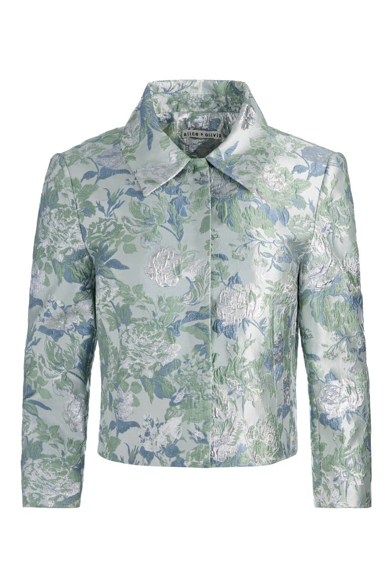 Weston Metallic Floral Jacquard Crop Jacket, Alternate, color, LIGHT SAGE