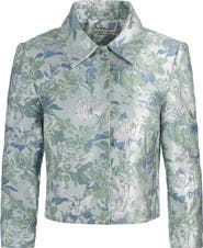 Alice + Olivia Weston Metallic Floral Jacquard Crop Jacket