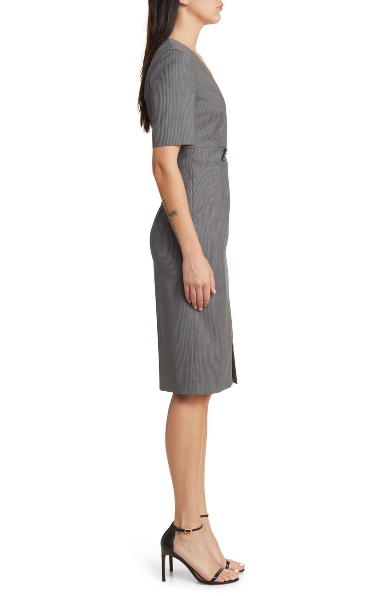 BOSS Danorla Pinstripe Virgin Wool Sheath Dress, Alternate, color, 