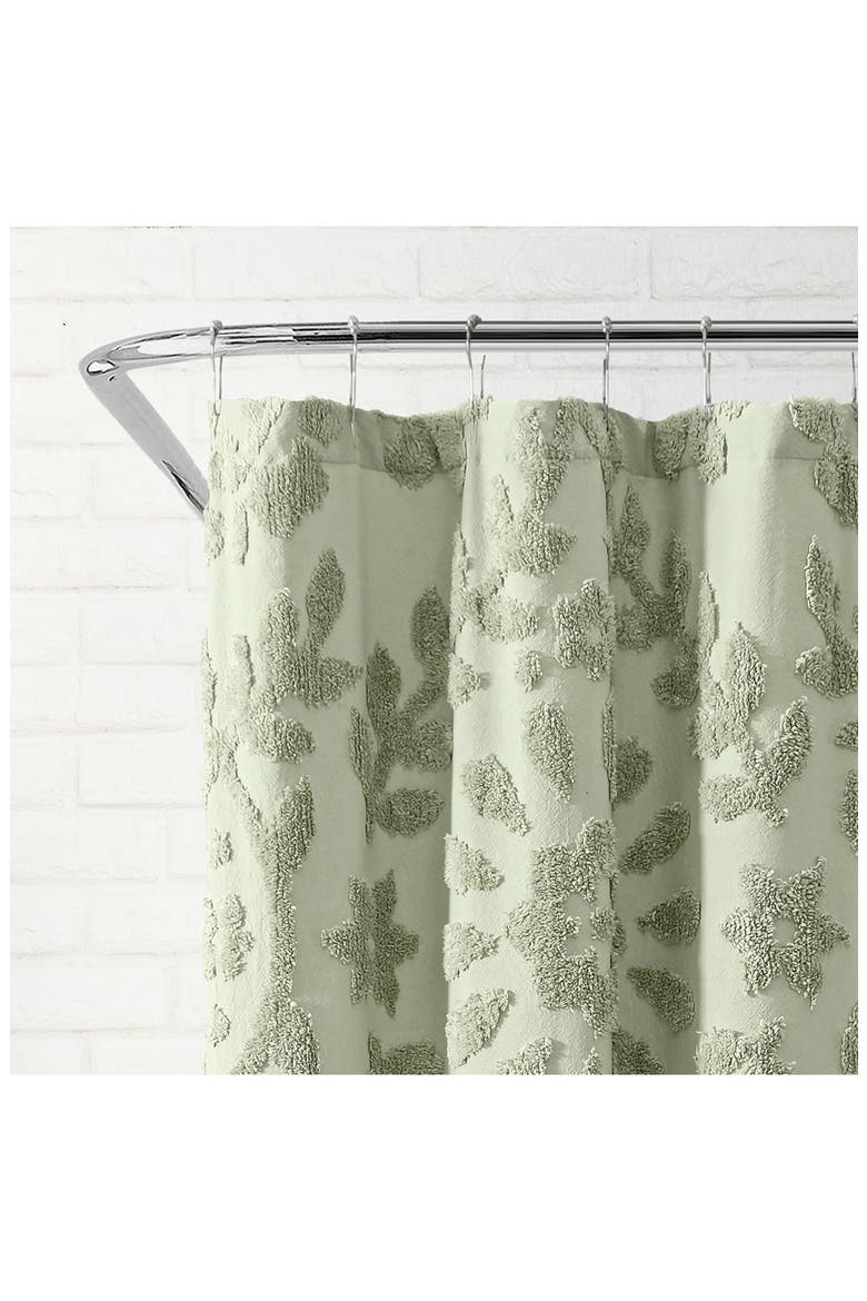Chenille Laurel Shower Curtain, Alternate, color, SAGE