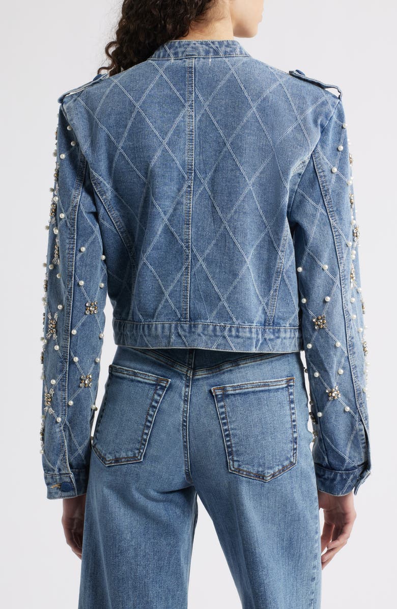 NIKKI LUND Leyana Embellished Denim Jacket, Alternate, color, Blue