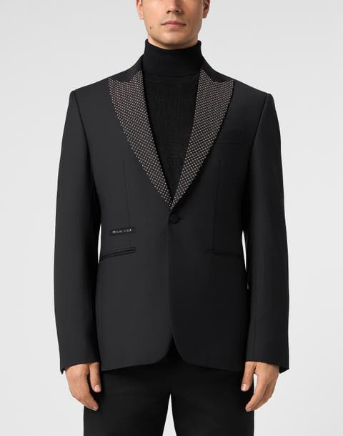 Blazer With Lapel Studs Men