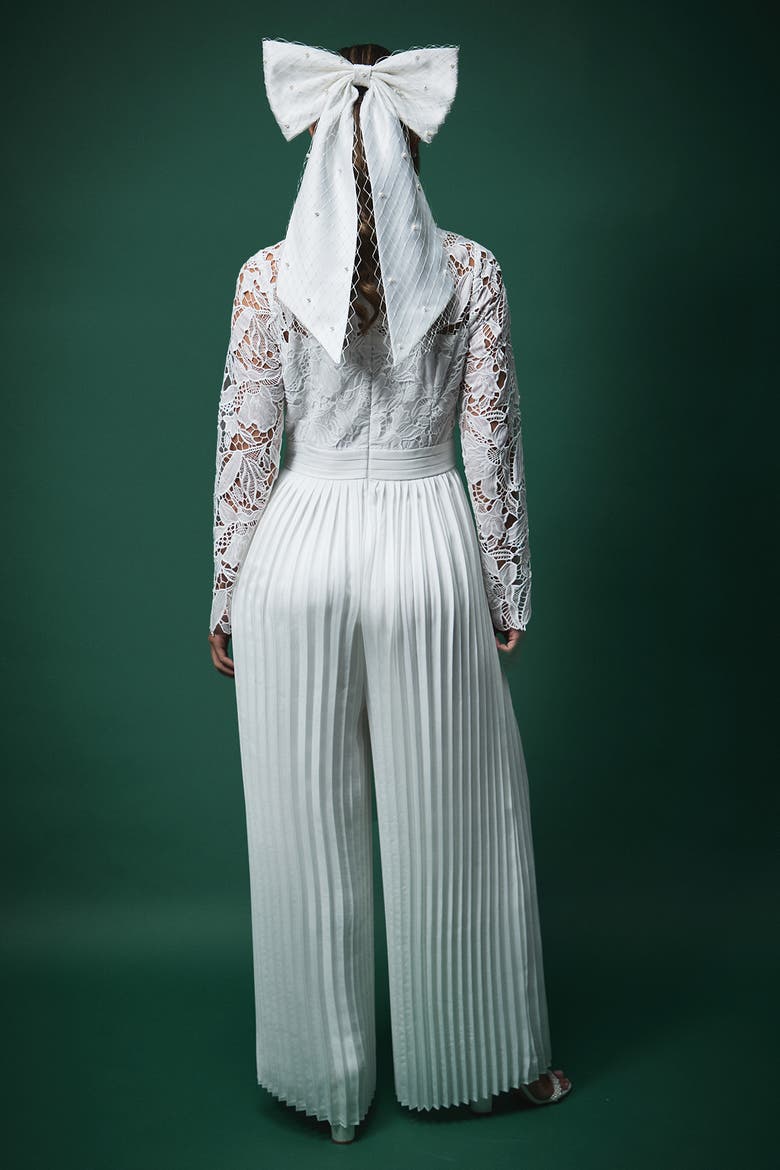 Lisa Lace Top Wide Leg Jumpsuit, Alternate, color, Oyster