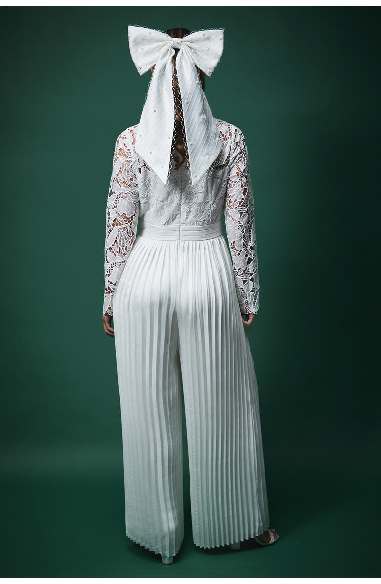 Coast Lisa Lace Top Wide Leg Jumpsuit, Alternate, color, Oyster