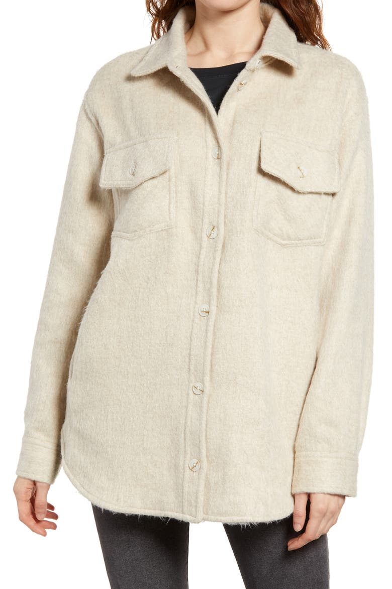 Shirt Jacket, Alternate, color, HEATHER IVORY