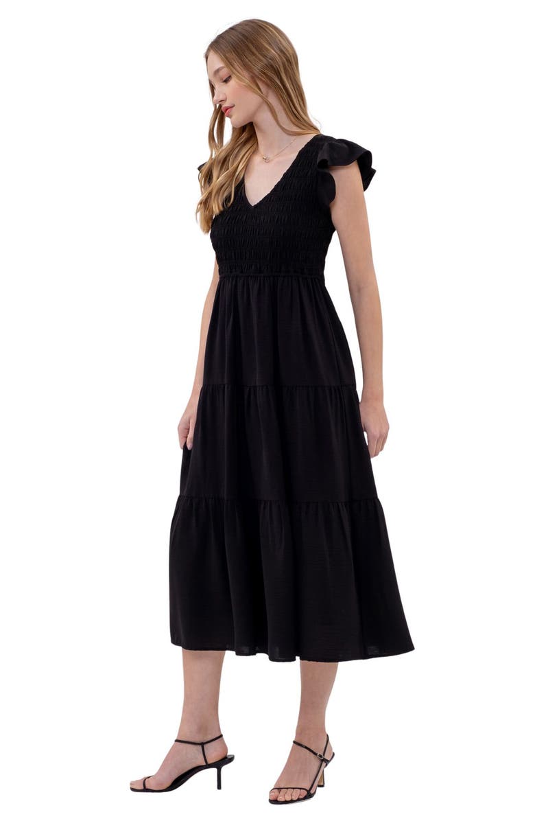Blu Pepper Flutter Sleeve Midi Dress, Alternate, color, 
