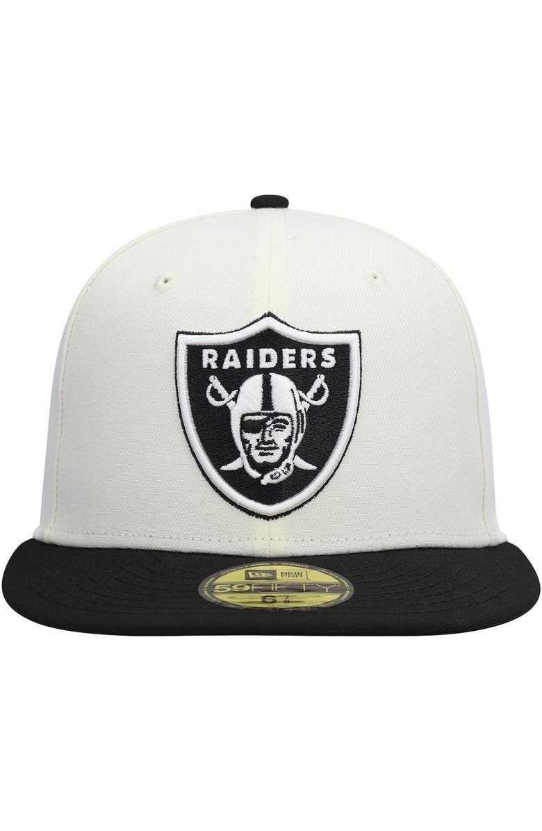 New Era Men's New Era Cream/Black Las Vegas Raiders Chrome Collection 59FIFTY Fitted Hat, Alternate, color, 
