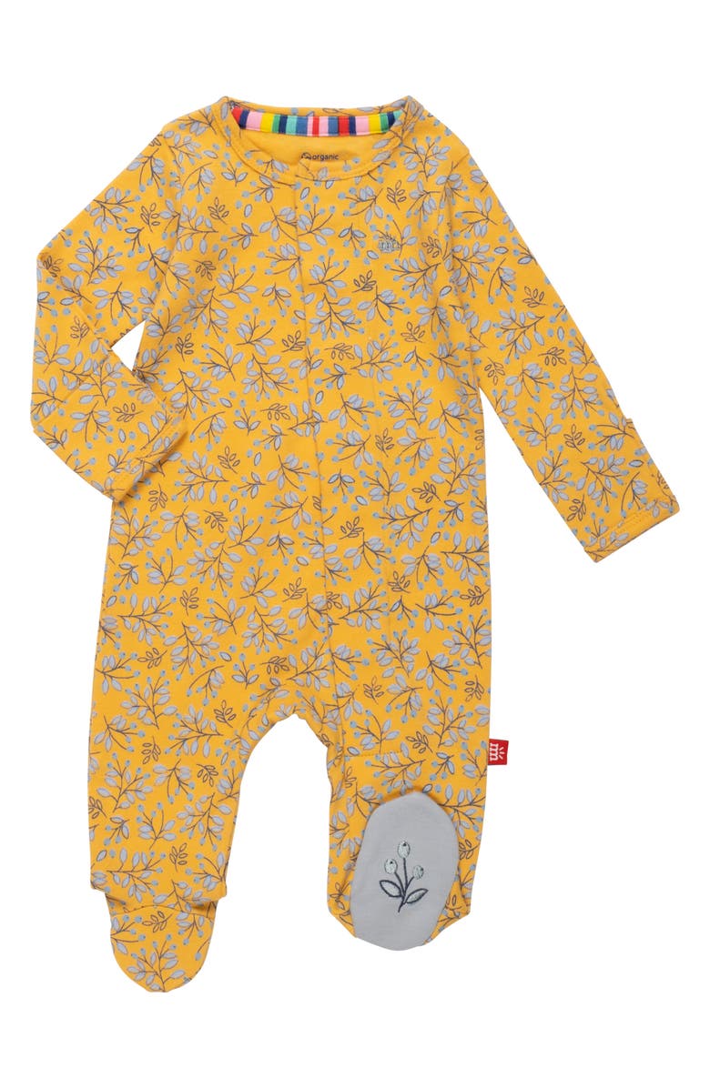 Magnetic Me Olive My Love Organic Cotton Magnetic Footie, Main, color, 