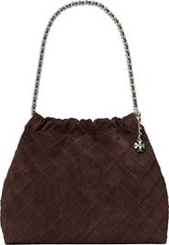 Tory Burch Fleming Soft Quilted Suede Hobo Bag