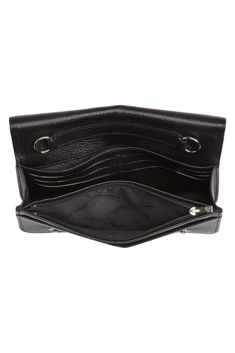 Le Foulonné Leather Wallet on a Chain, Alternate, color, BLACK