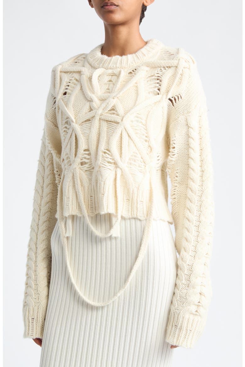 Briar Merino Wool & Cashmere Cable Sweater, Alternate, color, IVORY