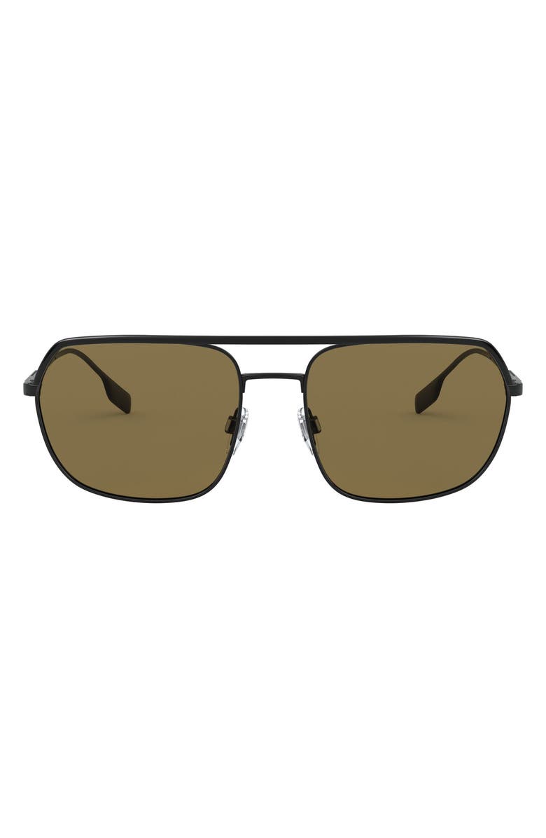 Burberry 58mm Aviator Sunglasses, Main, color, Matte Black