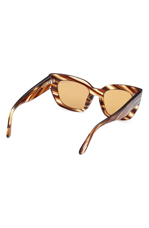 Tom Ford Athena Acetate Cat-eye Sunglasses In Striped Brown/yellow