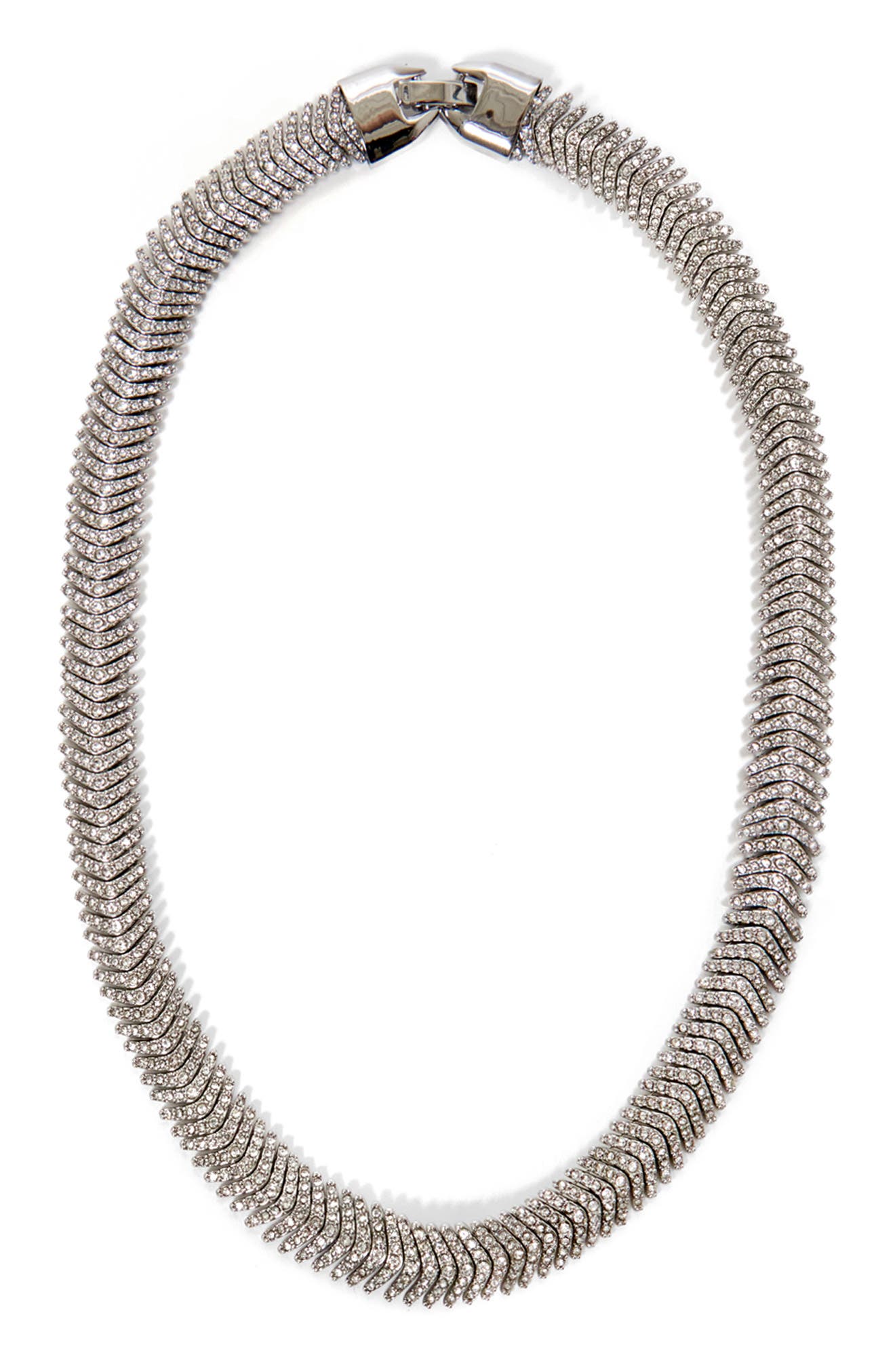 Clare V . Herringbone Pavé Collar Necklace In Transparent