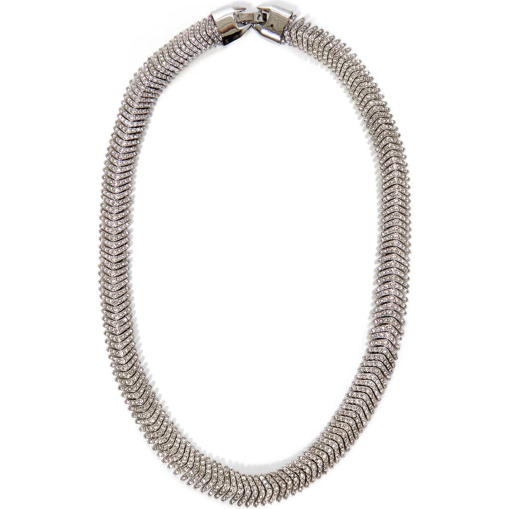 Clare V . Herringbone Pavé Collar Necklace In Transparent