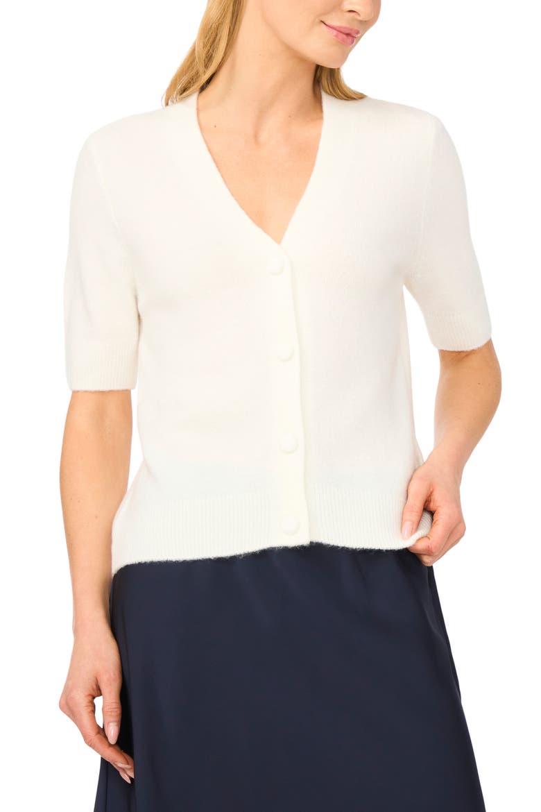 Elbow Sleeve Cardigan, Main, color, NEW IVORY