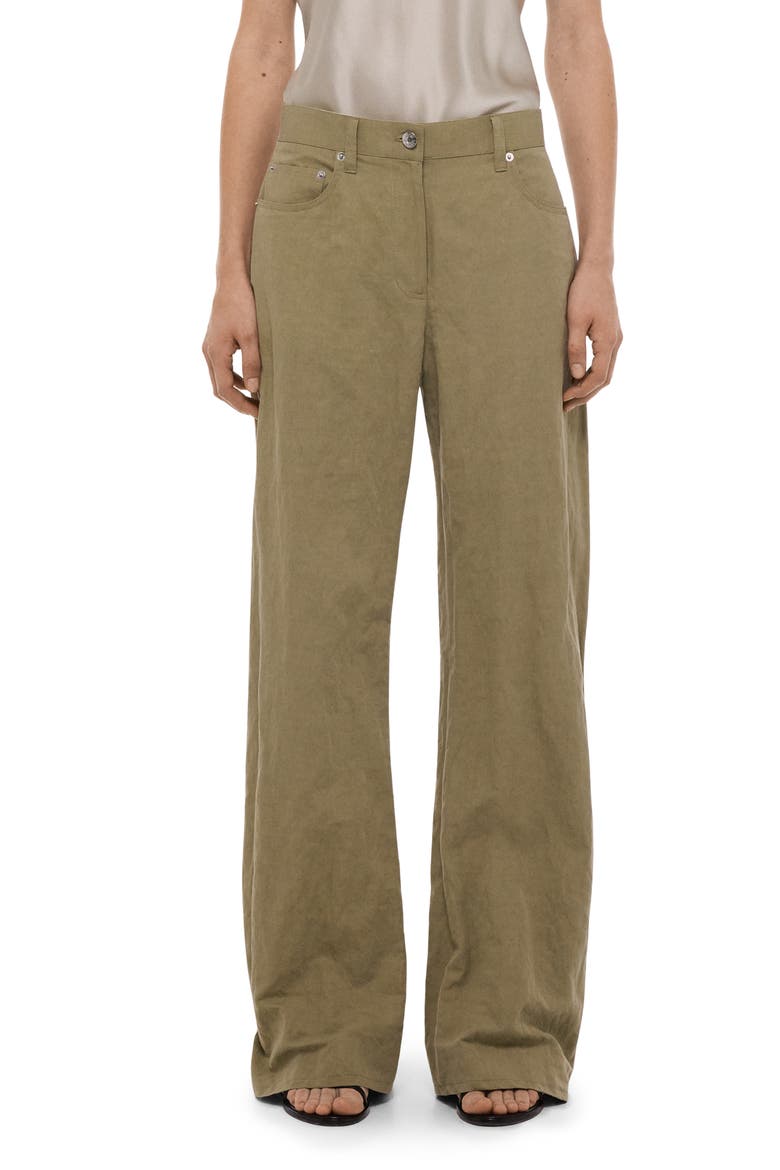 Cotton Blend Bootcut Pants, Main, color, WARM SAGE