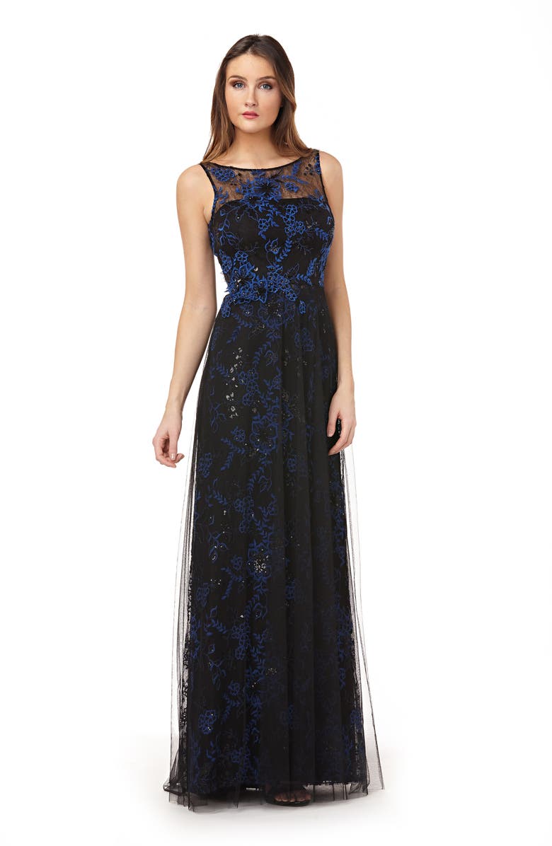 Carmen Marc Valvo Infusion Sequin Threadwork Gown, Alternate, color,