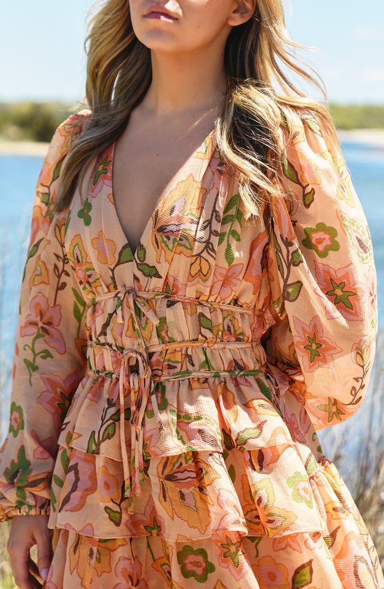 Jessie Zhao New York Gold Garden Metallic Mini Dress, Alternate, color, Orange