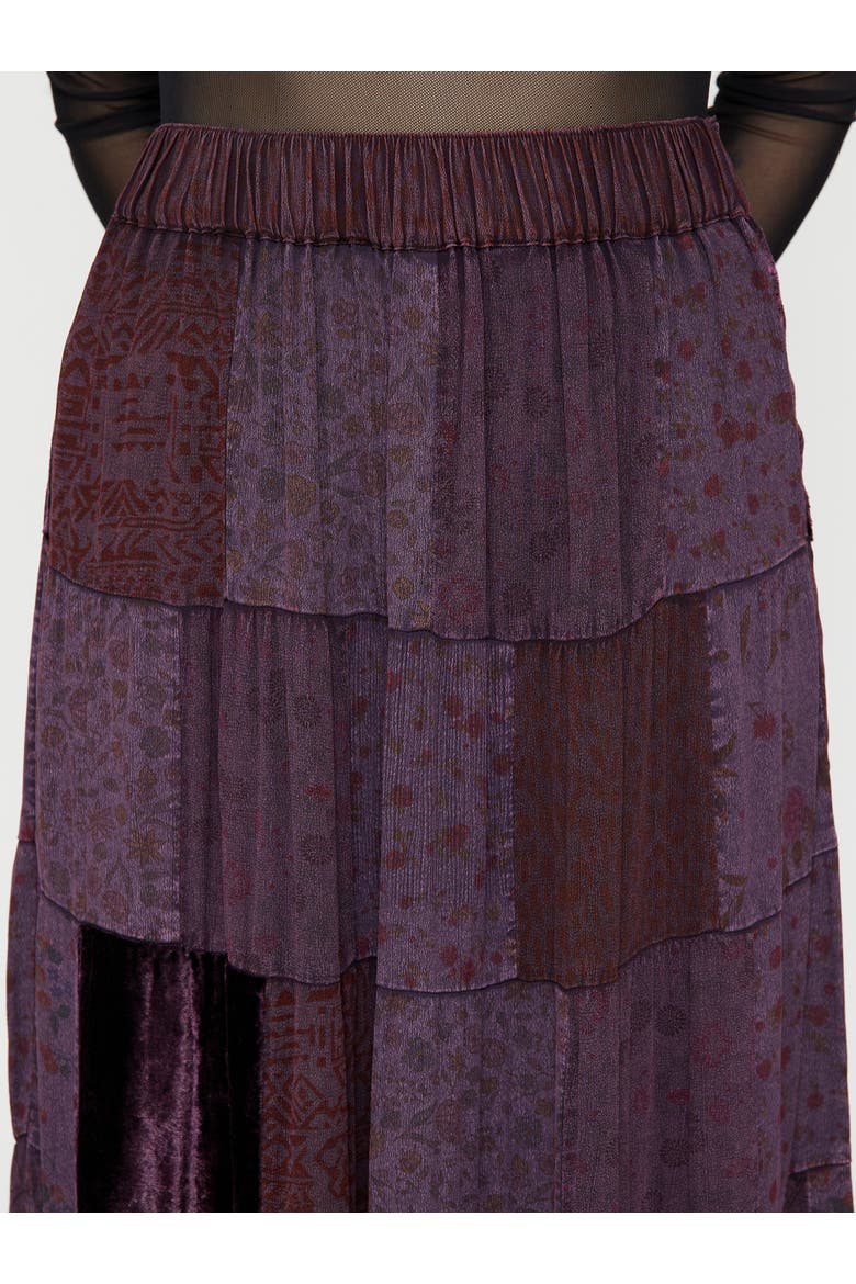 Mabel Floral Patchwork Skirt, Alternate, color, Purple