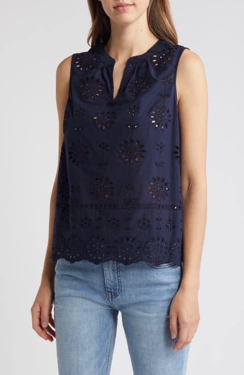 Sleeveless Eyelet Top