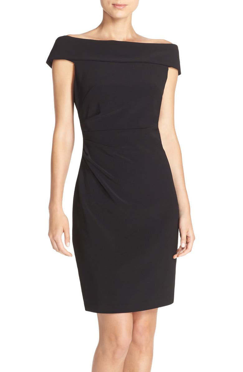 Vince Camuto Off the Shoulder Crepe Sheath Dress, Main, color, 
