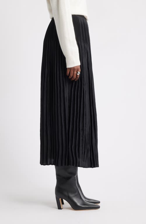 Treasure & Bond Pleated Satin Midi Skirt In Black