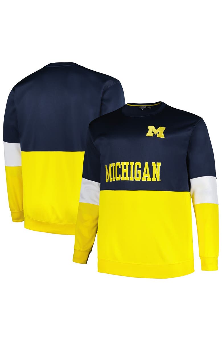 PROFILE Men's Profile  Navy Michigan Wolverines Big & Tall Fleece Pullover Sweatshirt, Main, color, Navy