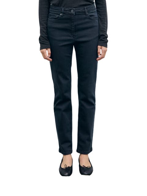 Sculpted High-Rise Straight Ankle Jeans