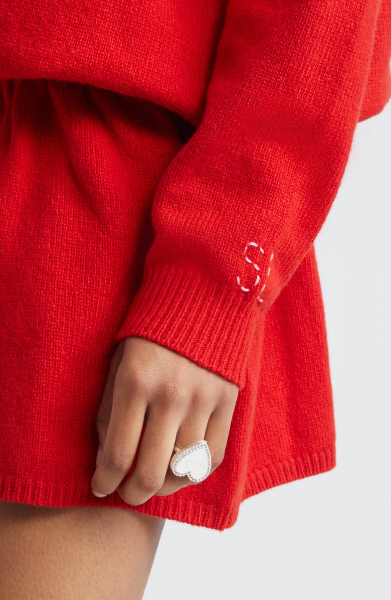 Sandy Liang Heart Mirror Ring, Alternate, color, Silver