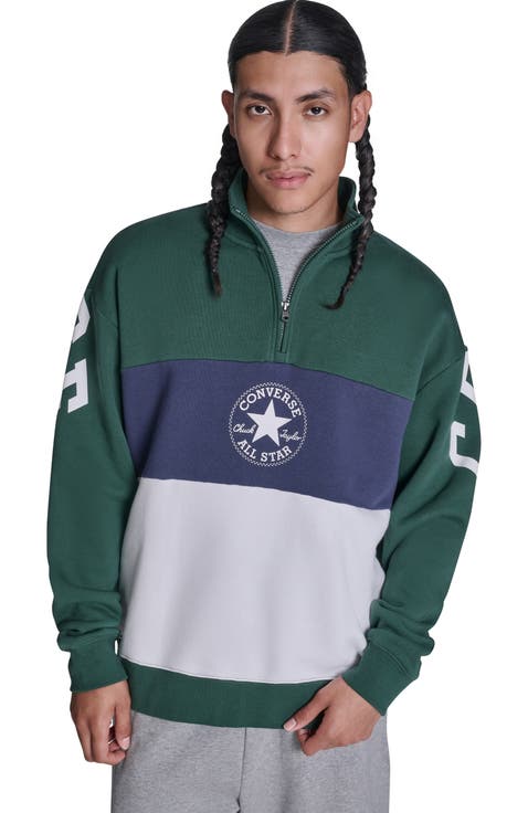 Retro Stripe Relaxed Quarter-Zip Sweatshirt