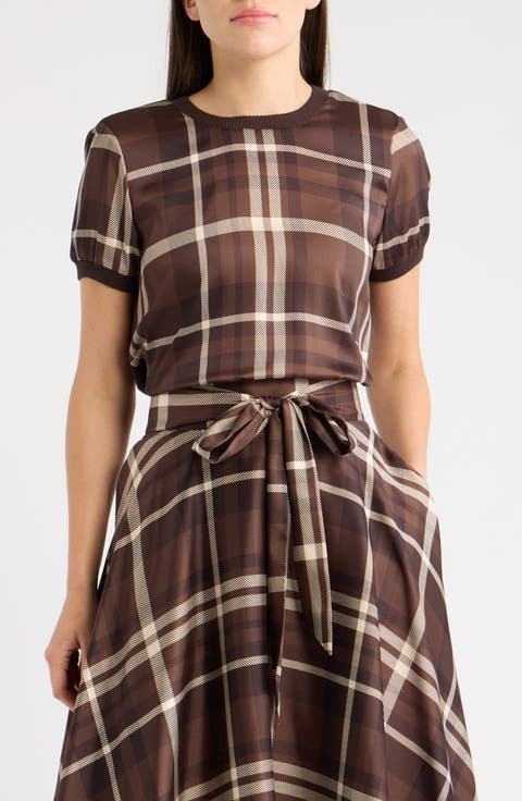 Plaid Front Short Sleeve Sweater