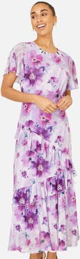 Yumi Floral Print Frill Midi Dress