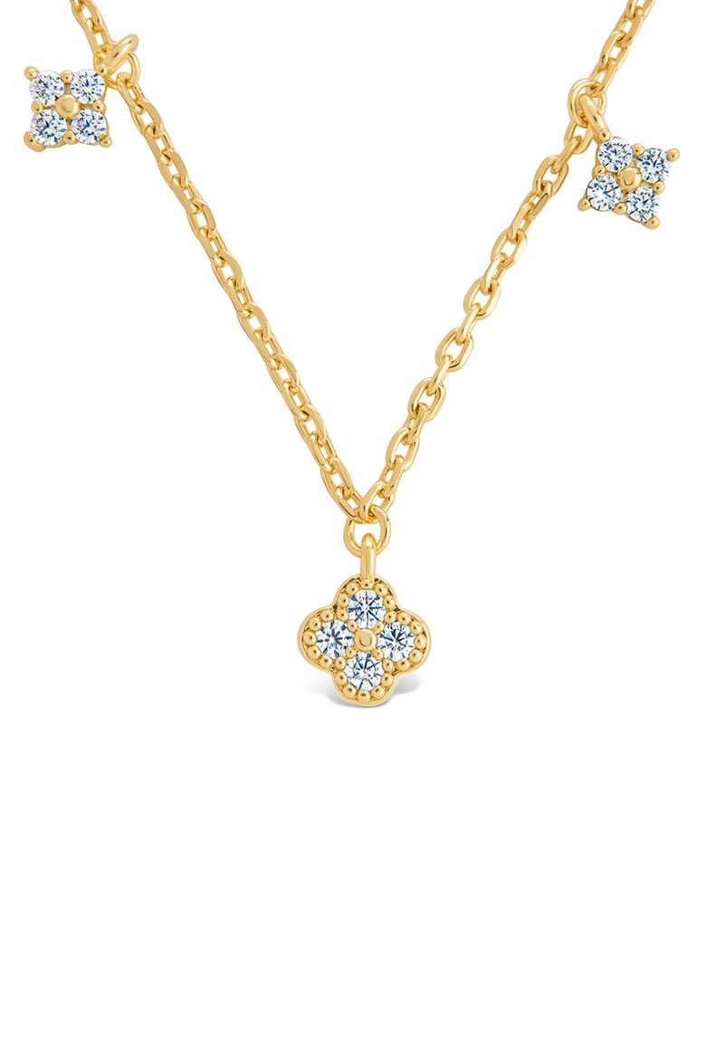 Maike Cubic Zirconia Petal Station Necklace, Alternate, color, GOLD