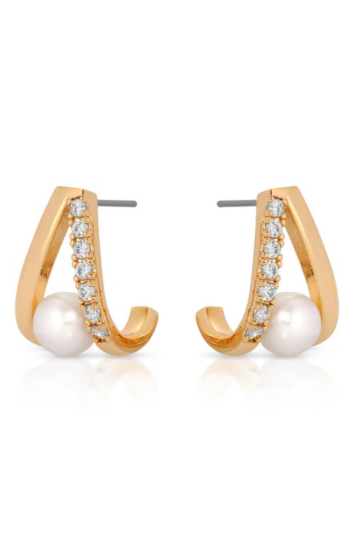Ettika Pave And Mother Of Pearl Drop Earrings In Gold