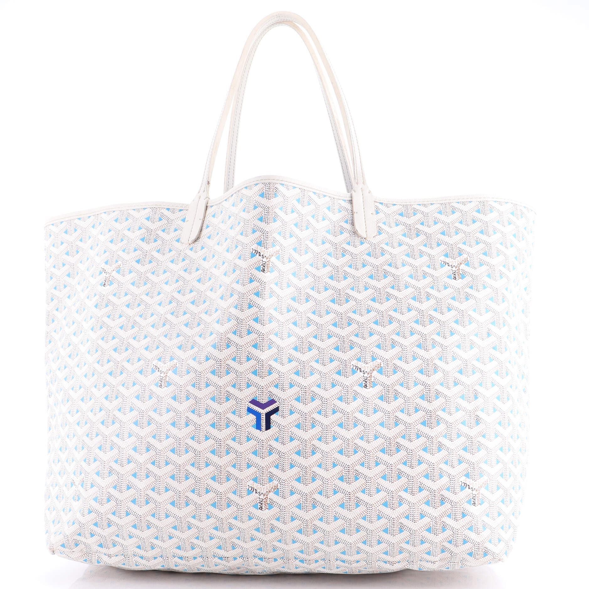 Pre-Owned Goyard Saint Louis Tote Claire Voie Coated Canvas GM, Alternate, color, White