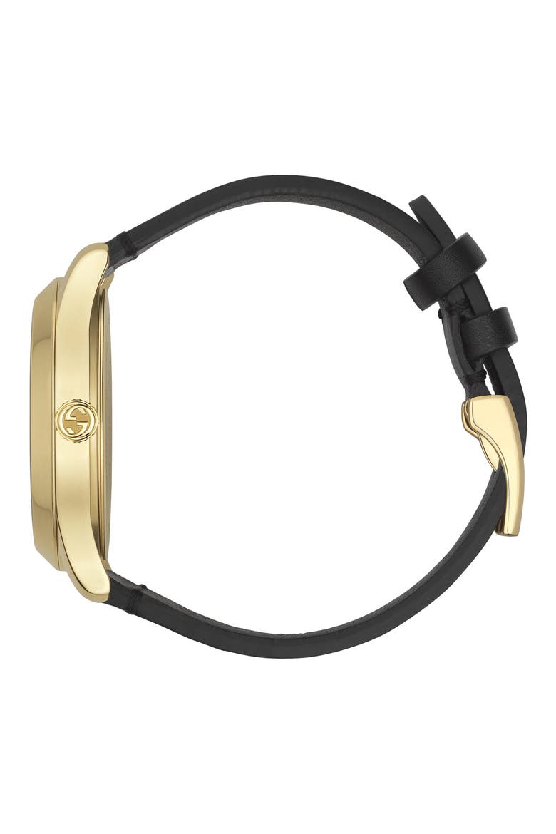 G-Timeless Leather Strap Watch, 36mm, Alternate, color, BLACK/ GOLD