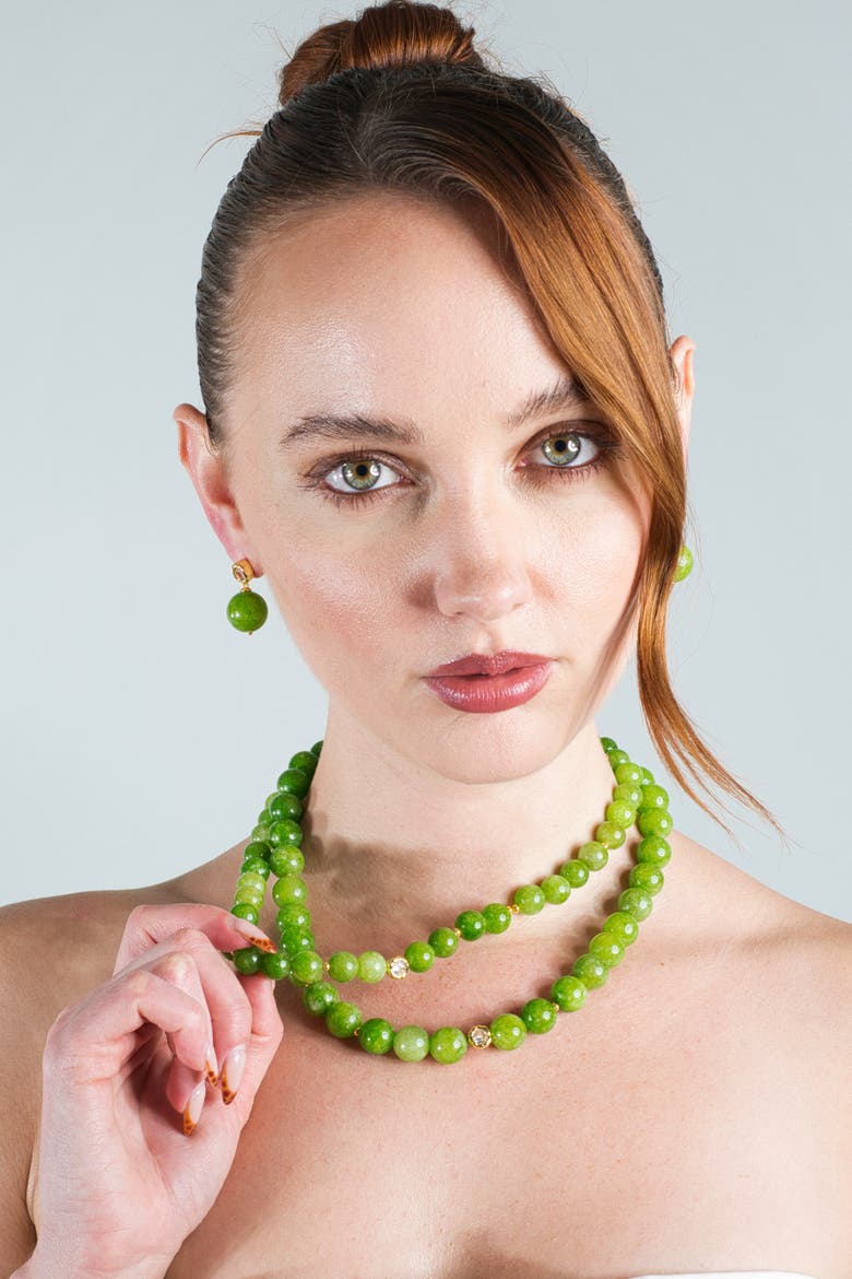 Olivia Peridot Bead  Drop Earrings, Alternate, color, Green