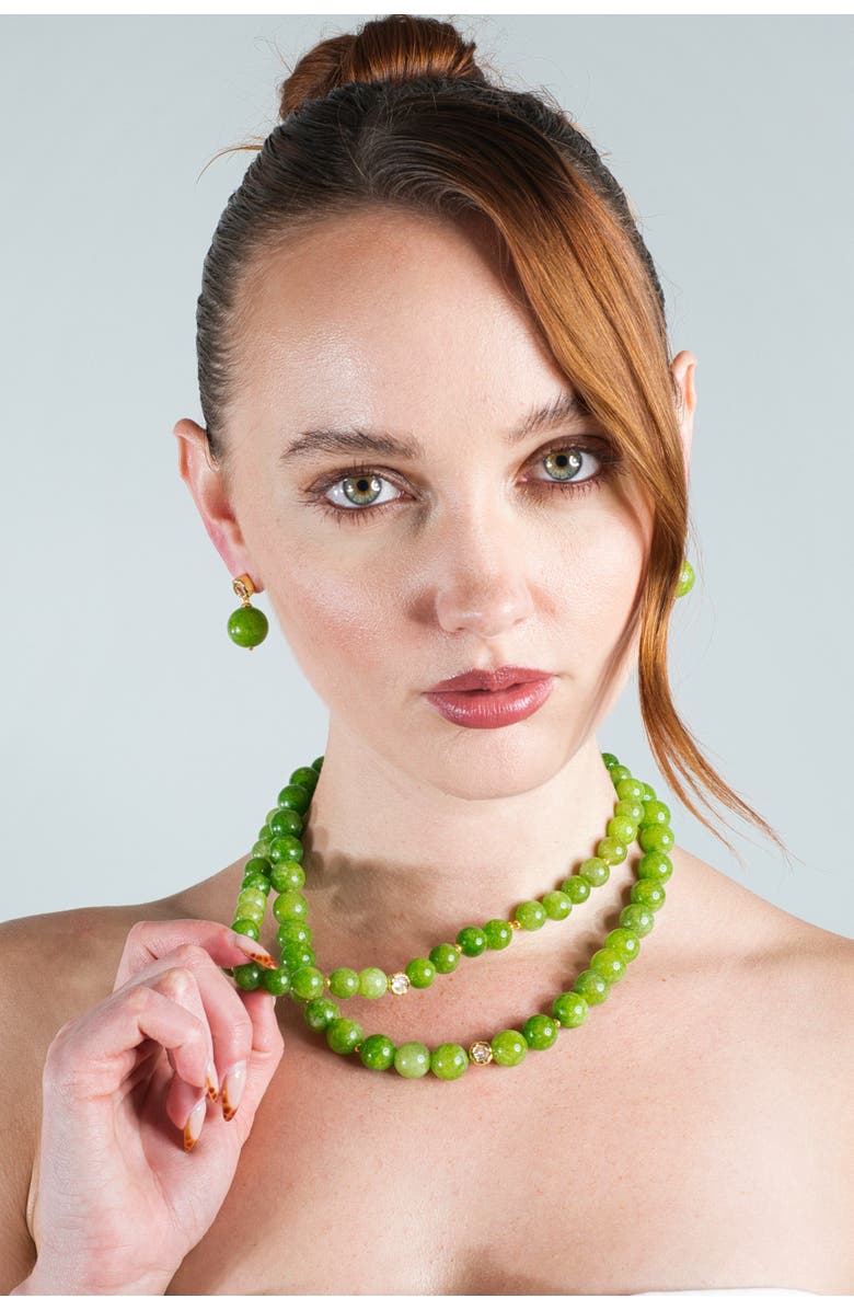 Classicharms Olivia Peridot Bead Drop Earrings, Alternate, color, Green