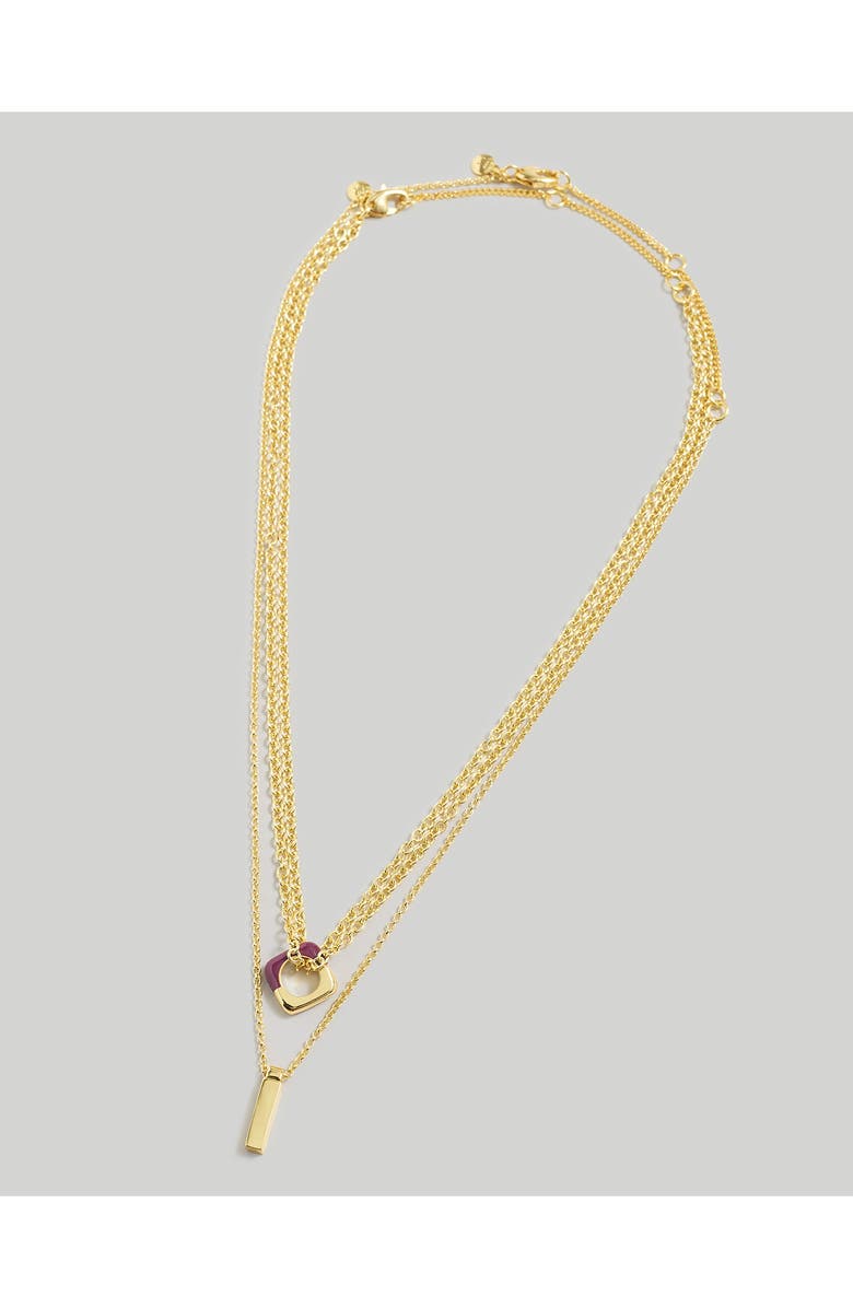 Madewell Enamel Layered Chain Necklace, Alternate, color, Pale Gold