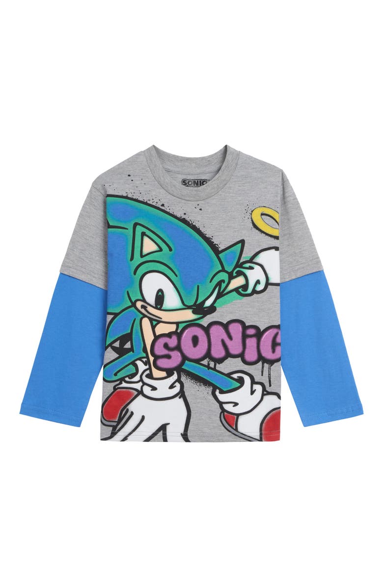 SEGA Sonic the Hedgehog Hang Down T-Shirt & Pants Set, Alternate, color, Gray / Blue