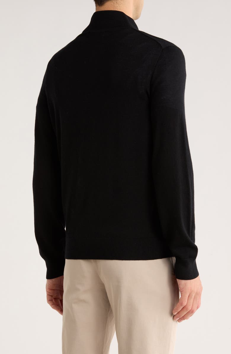 Nordstrom Washable Merino Wool Quarter Zip Sweater, Alternate, color, Black Rock