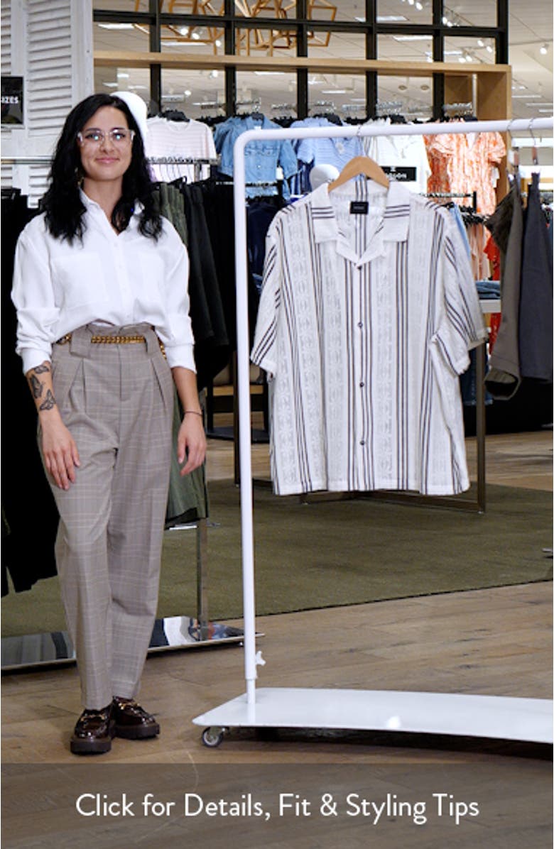 Oversize Textured Stripe Camp Shirt, sales video thumbnail