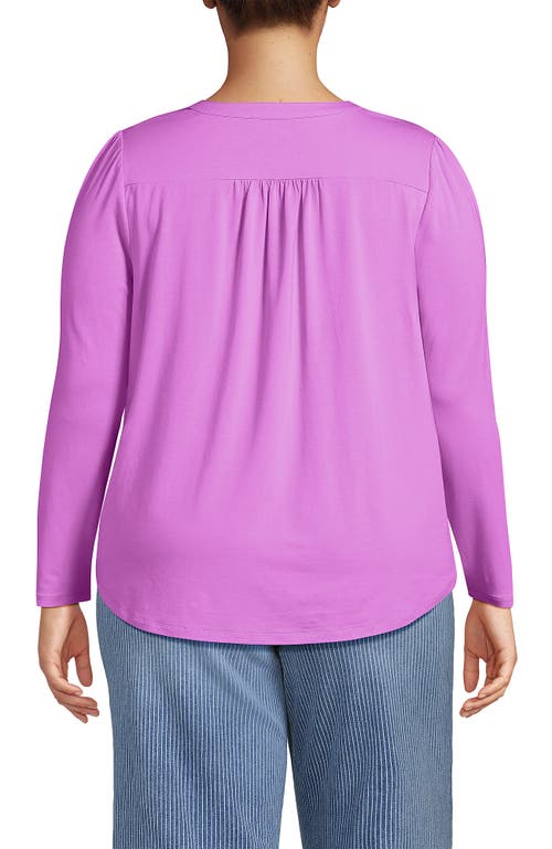Lands' End Long Sleeve Lightweight Jersey Notch Neck Tunic Top In Purple