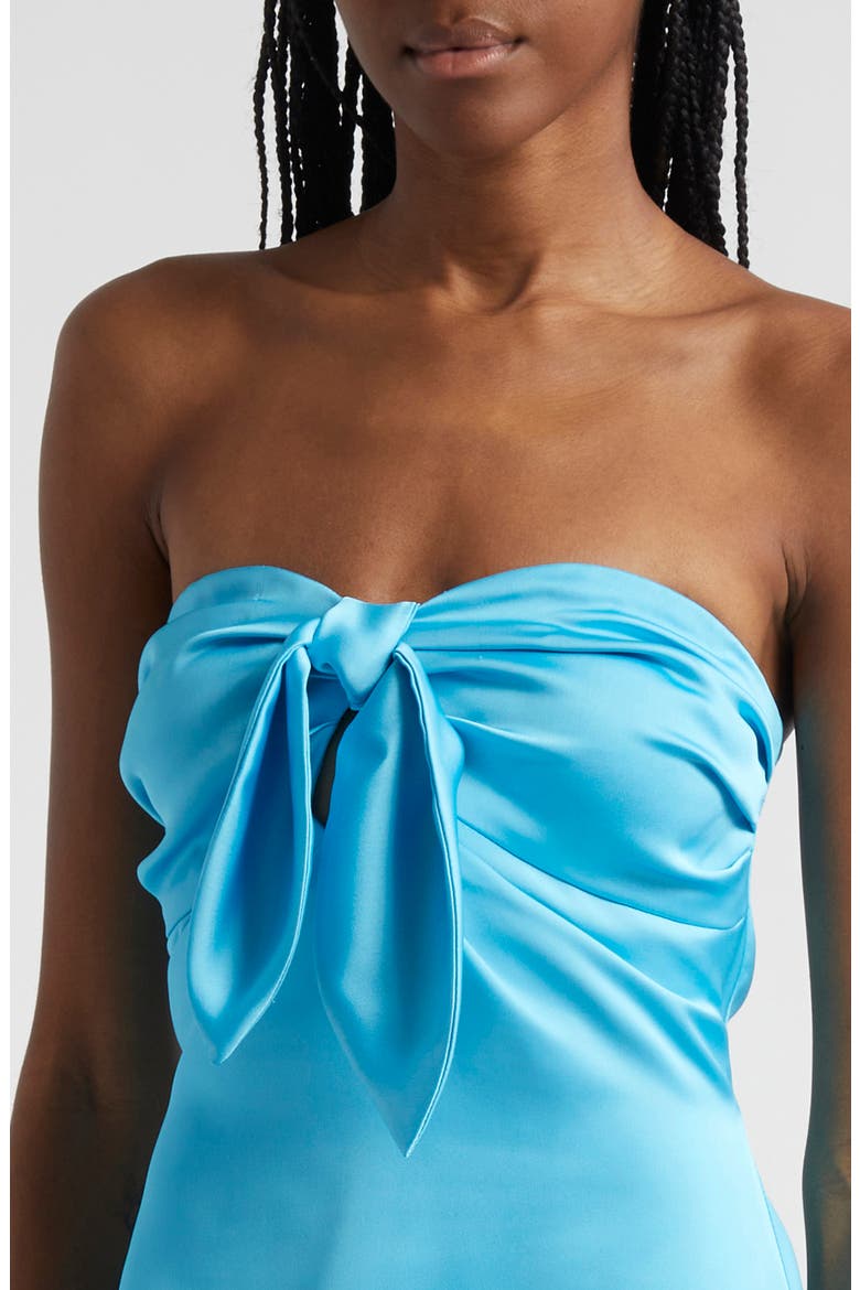 Orion Satin Bodice Strapless Minidress, Alternate, color, ISOLA BLUE