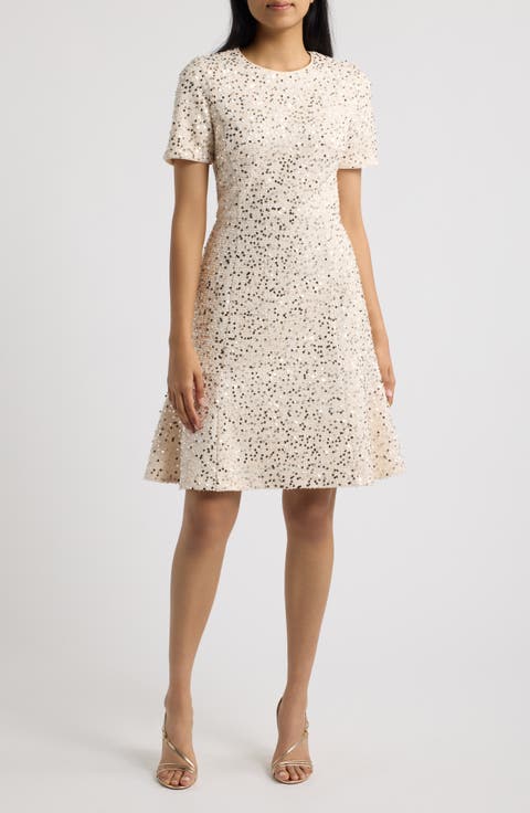 Sequin Bouclé A-Line Dress