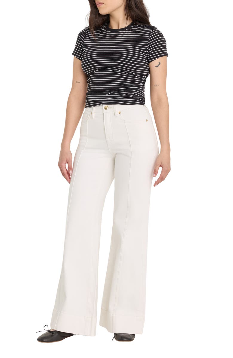 Good American Good Waist Patch Pocket High Waist Palazzo Jeans, Alternate, color, Cotton White