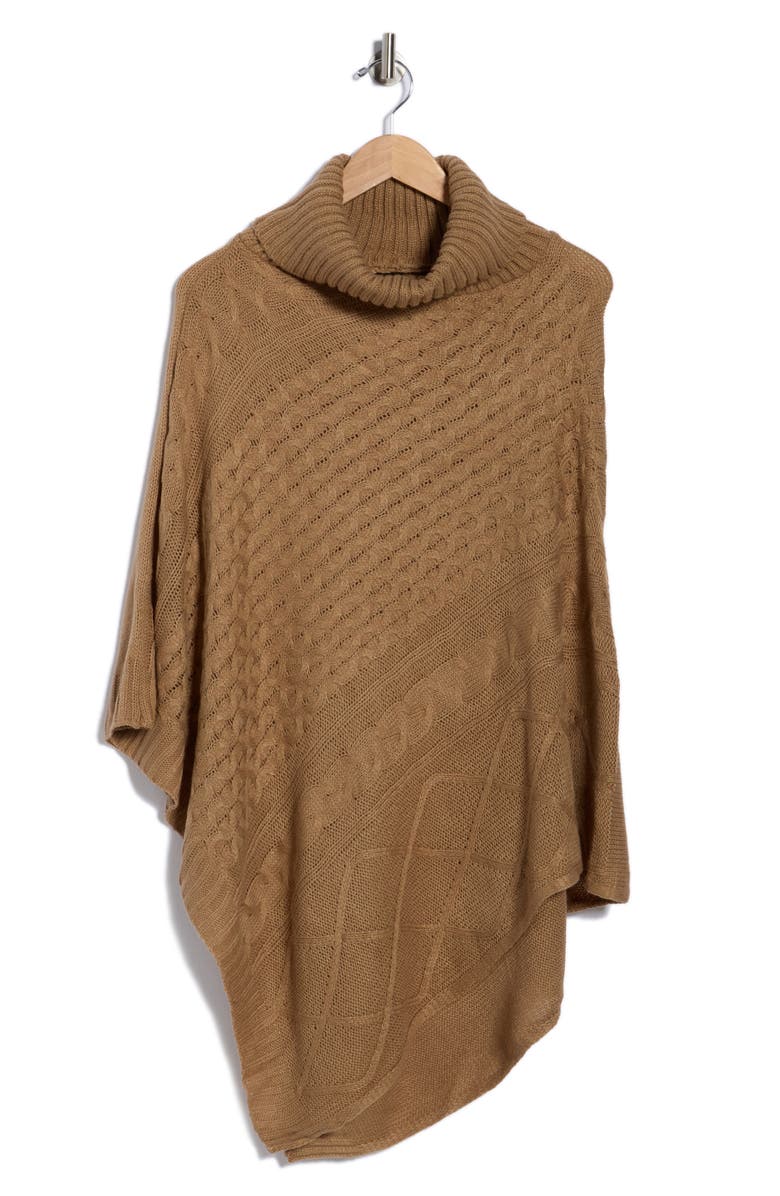 Nanette Lepore Mixed Weave Poncho, Alternate, color, Camel