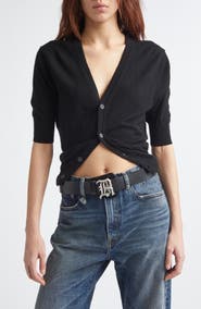 R13 Elbow Sleeve Split Hem Merino Wool Cardigan