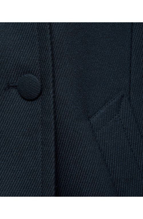 Mango Double Breasted Coat In Dark Navy